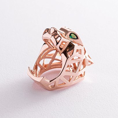 Каблучка "Пантера" у червоному золоті (фіаніти) к06767 №5