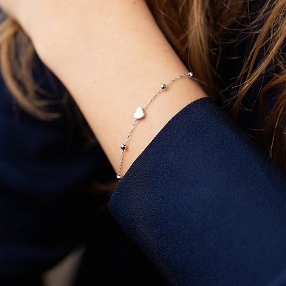 Браслет "Сердечко" в білому золоті б05187 №2