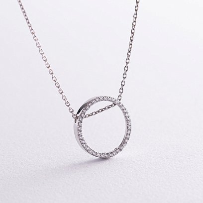 Серебряное колье "Круговорот" с фианитами 908-00918