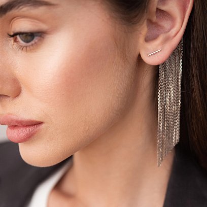 Срібні сережки-пусети в стилі мінімалізм 122489 №16