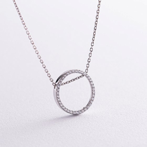 Серебряное колье "Круговорот" с фианитами 908-00918