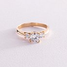 Золотое помолвочное кольцо с фианитами к05886 от ювелирного магазина Оникс - 3