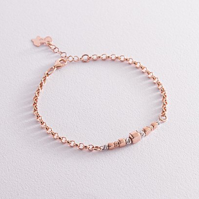 Золотой браслет "Кубики и шарики" б05062