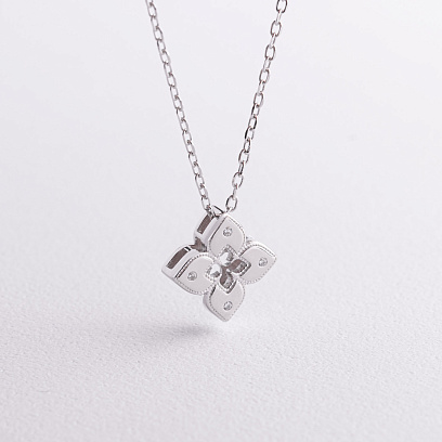 Серебряное колье "Клевер" с фианитами 181366