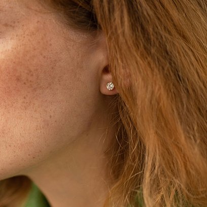 Серьги - пусеты с фианитами (желтое золото) с08347 №4