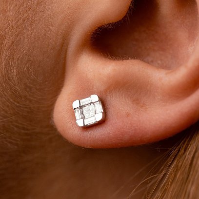 Золоті сережки - пусети з діамантами сб0543cha №4