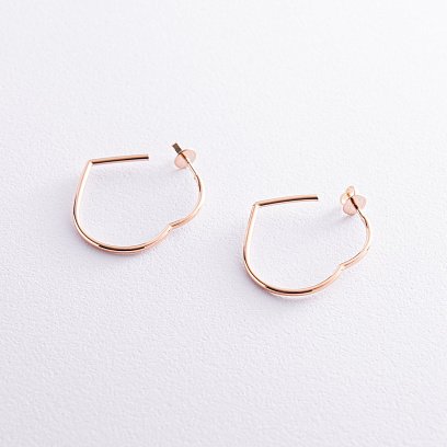 Золотые серьги - пусеты "Сердечки" с07961 №6