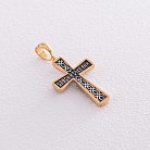 Серебряный крестик "Распятие. Спаси и сохрани" с позолотой 132462 от ювелирного магазина Оникс - 1
