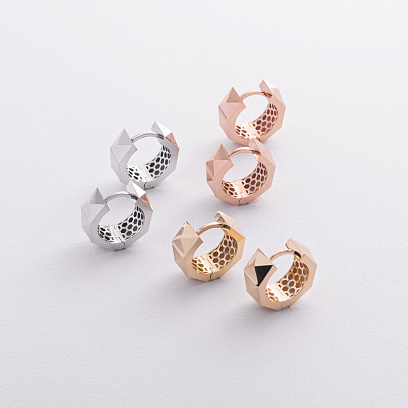 Серьги - кольца "Claire" в белом золоте с09379 №4