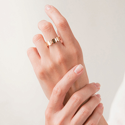 Каблучка "Claudia" у жовтому золоті (фіаніти) к08237 №4