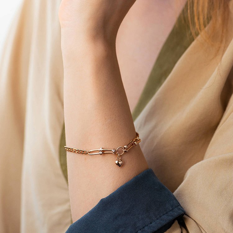 Золотий браслет "Сердечко" б05065 від ювелірного магазину Онікс - 4