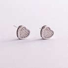Срібні сережки - пусети "Сердечка" з фіанітами 121661 от ювелирного магазина Оникс