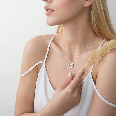 Золоте кольє "Дерево життя" (фіаніт) кол01477 №2