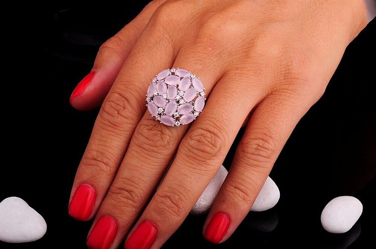 Срібний перстень з фіанітами 111583 від ювелірного магазину Онікс - 8