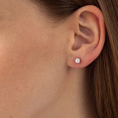 Серьги - пусеты в желтом золоте (фианиты) с08637 №4