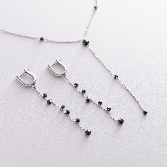 Серебряные серьги на английской застежке с фианитами 122536 №4