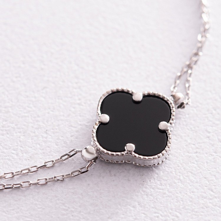 Серебряный браслет "Клевер" с ониксом 141630 от ювелирного магазина Оникс - 2