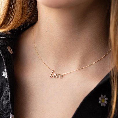 Кольє "Love" у жовтому золоті кол02267 №4