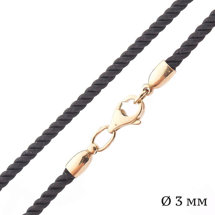 Шелковый шнурок с золотой застежкой (3 мм) кол01170 от ювелирного магазина Оникс