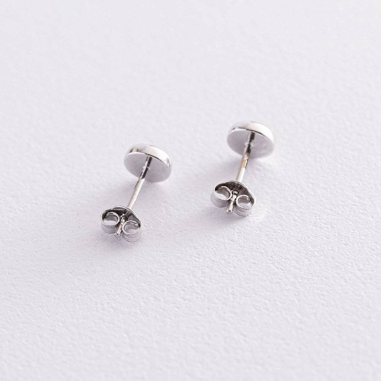 Золотые серьги-пусеты "Сияние" (синт. опал) 6 мм с05474 от ювелирного магазина Оникс - 3