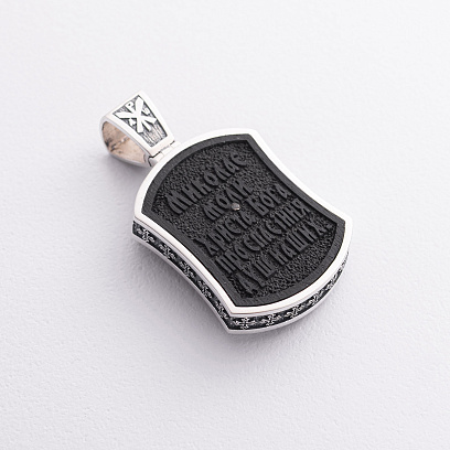 Серебряный кулон "Николай чудотворец" (эбеновое дерево) 627п №2