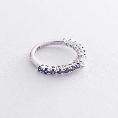 Золота каблучка "Серце" (сапфір, діамант) кб0259ar №3