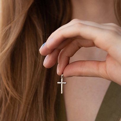 Православний хрестик в жовтому золоті п03508 №2