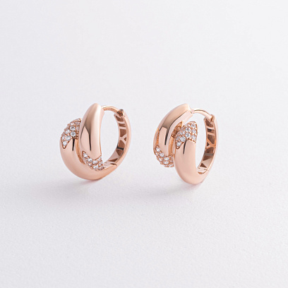 Сережки "Rosemarie" у червоному золоті (фіаніти) с09353