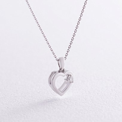 Золоте кольє "Сердечко" з діамантом колб0106z №3