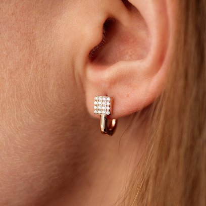 Золоті сережки з фіанітами с07295 №4