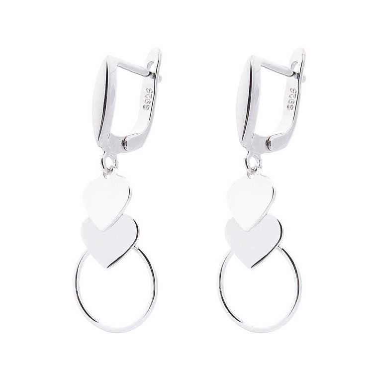 Серебряные серьги "Сердечки" 122298 от ювелирного магазина Оникс - 1