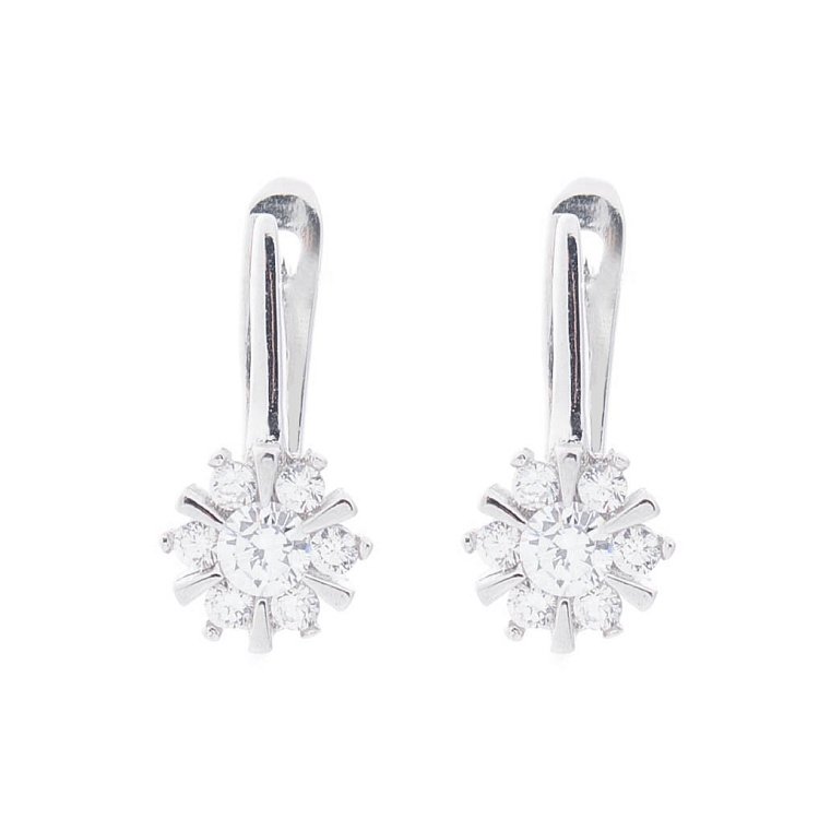 Серебряные серьги с фианитами 122331 от ювелирного магазина Оникс