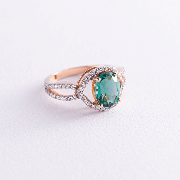 Золота каблучка (празіоліт, фіаніт) к04657 від ювелірного магазину Онікс