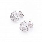 Срібні сережки-пусети "Сердечка" (фіаніт) 122462 от ювелирного магазина Оникс