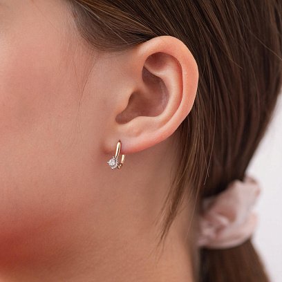 ﻿Золоті дитячі сережки з фіанітами с07602 №4