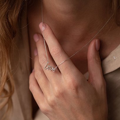 Колье "Love" в белом золоте кол02266 №7