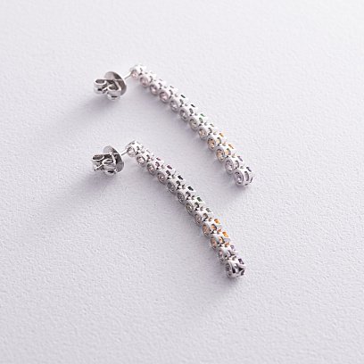 Золоті сережки - пусети (сапфіри, цитрини, цаварити, аметисти) сб0439di №5