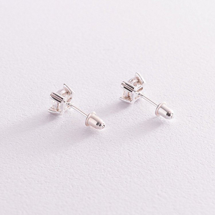 Срібні сережки - пусети з фіанітами 122165 від ювелірного магазину Онікс - 2