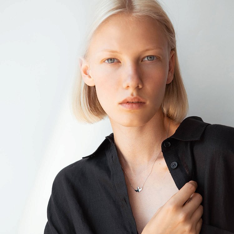 Срібне кольє "Ластівка" 181004 від ювелірного магазину Онікс - 8