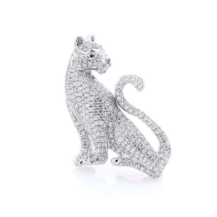 Срібна брошка "Тигр" з фіанітами 16101 від ювелірного магазину Онікс