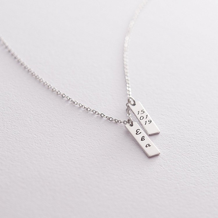 Срібне кольє "Символ" з гравіюванням (подвійне) 18981 від ювелірного магазину Онікс