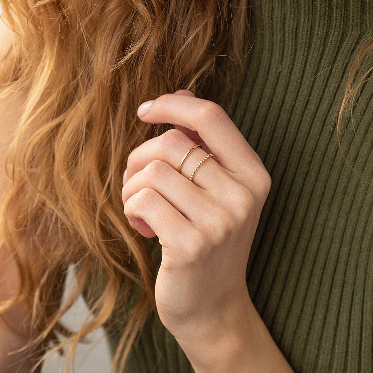 Двойное кольцо с шариками (желтое золото) к07135 от ювелирного магазина Оникс - 4