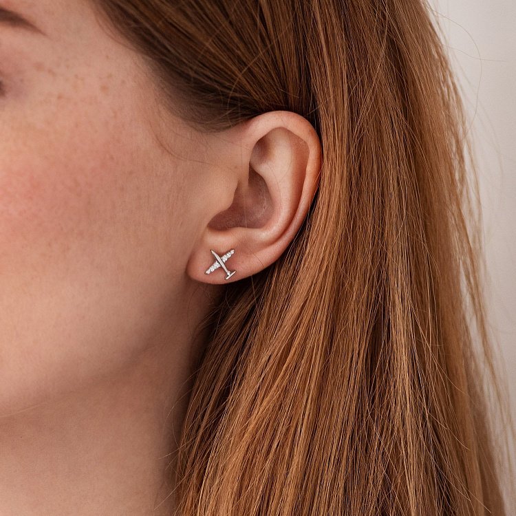 Срібні сережки - пусети "Літачки" 40014 від ювелірного магазину Онікс - 1