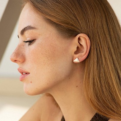 Серьги - пусеты "Пирамида" в серебре 123266 №7