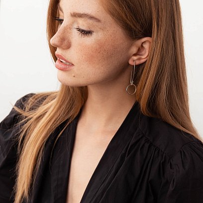 Срібні сережки - петельки "Геометрія" 4994 №6