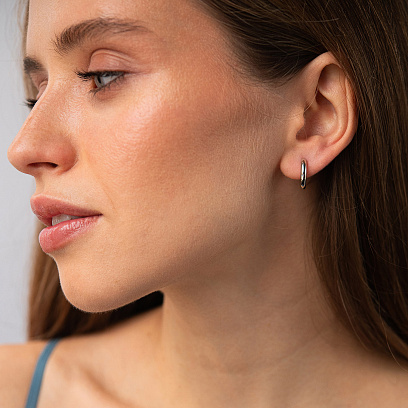 Серьги - кольца "Milley" в белом золоте с08881 №4