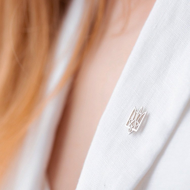 Серебряная заколка Герб Украины "Тризуб" 20001 от ювелирного магазина Оникс - 4