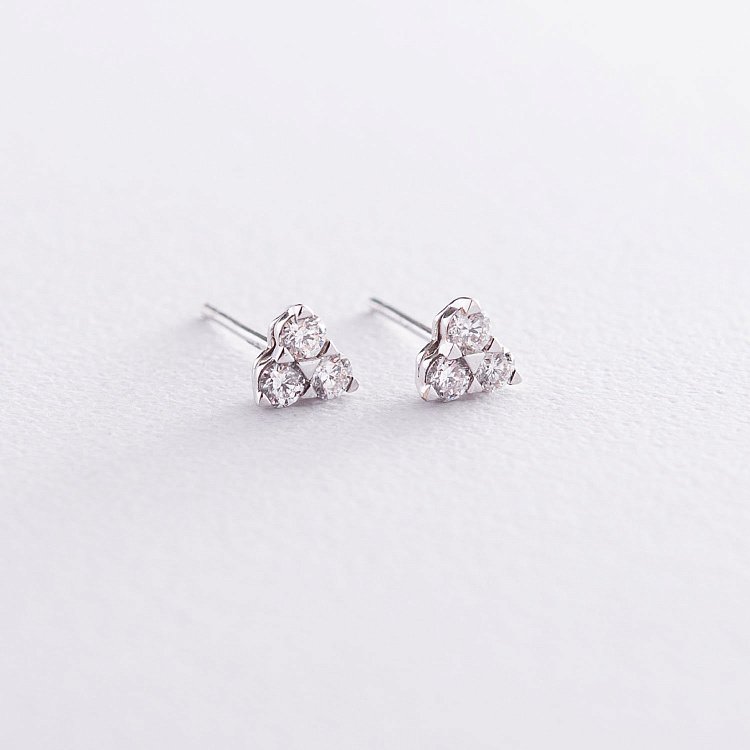 Золотые серьги-пусеты "Треугольники" с бриллиантами сб0127sl от ювелирного магазина Оникс