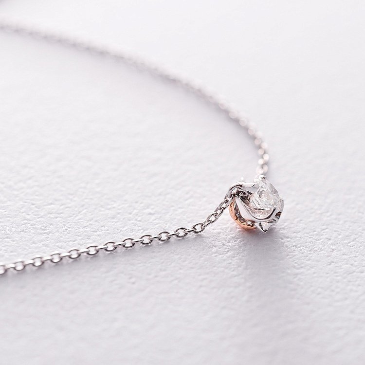 Золоте кольє "Квіточка" з діамантом колб0043lg від ювелірного магазину Онікс