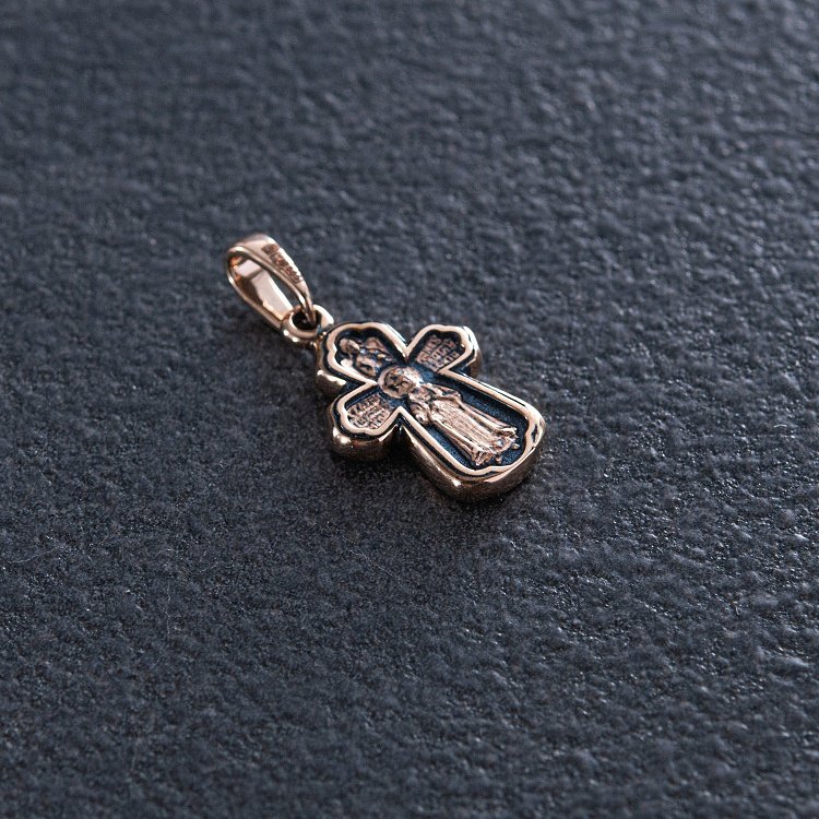 Золотий хрестик "Розп'яття. Св. Царевич Дмитро Углицький. Ангел Охоронець" п02667 від ювелірного магазину Онікс - 4